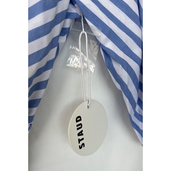 Staud Jodie Midi Wrap Dress Sea Stripe Size Small Bridal Wedding Guest Picnic - Picture 12 of 13